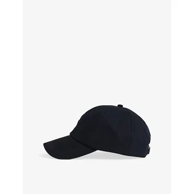 Reiss Mens Washed Navy Elias Logo-embroidered Cotton Cap
