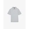 Reiss Mens Washed Sage Green Finch Contrast-placket Stretch-woven Polo Shirt