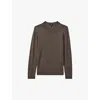 Reiss Mens Dark Brown Mela Wessex Crewneck Merino-wool Jumper