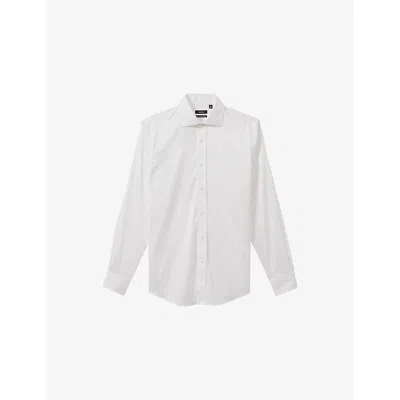Reiss Mens White Bishopsgate Long-sleeved Cotton-blend Shirt