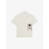 Reiss Mens Coast Abstract-print Short-sleeve Stretch-woven Shirt White