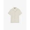 Reiss Mens White Eden Cuban-collar Short-sleeve Towelling Shirt Xl