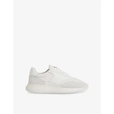 Reiss Mens White Emmett Leather-blend Low-top Trainers Eur 45 / 11 Uk