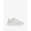 Reiss Mens White Emmett Low-top Leather-suede Trainers Eur 43 / 9 Uk