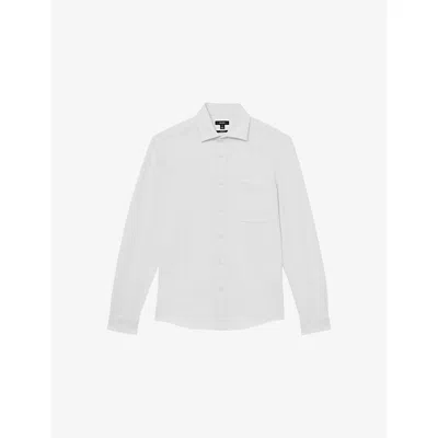 Reiss Mens White Kappo Patch-pocket Stretch-cotton Overshirt Xl