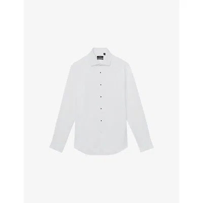 Reiss Mens White Marcel Slim-fit Long-sleeve Cotton Dinner Shirt Xs