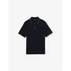 Reiss Mens Portman Short-sleeved Knitted Polo Shirt White Navy In White Navy