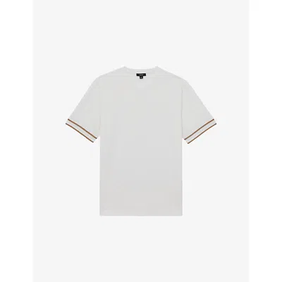 Reiss Mens White Oscar Short-sleeved Stretch-woven T-shirt