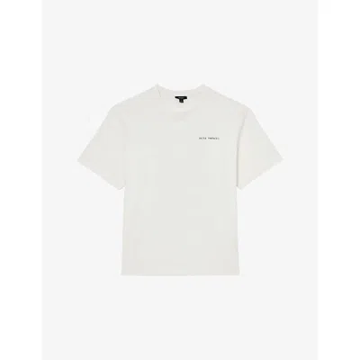 Reiss Mens White Paraiso Palm-print Cotton T-shirt Xl