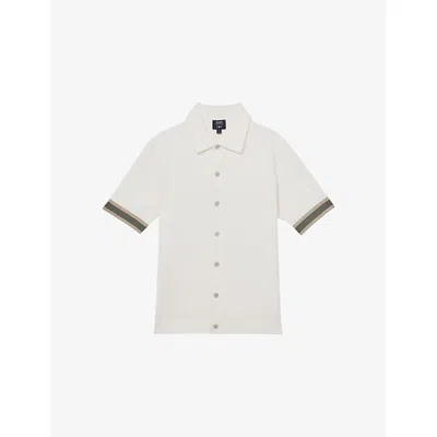 Reiss Mens White  X Ché Silva Cotton And Linen Shirt Xl