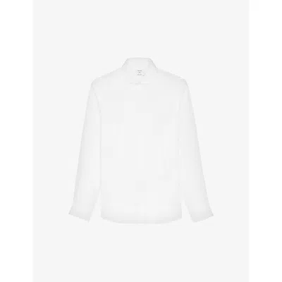 Reiss Mens White Ruban Regular-fit Linen Shirt
