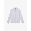 Reiss Mens White Soft Blue Palina Zip-up Long-sleeve Striped Cotton Shirt In White
