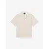 Reiss Mens White Taupe Brown Easton Striped Stretch Cotton-blend Shirt Xs