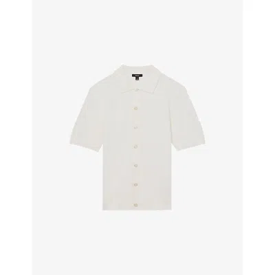 Reiss Mens Thames Textured Knitted Shirt White