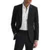 Reiss Chocolate Brown Single-breasted Wool Blend Blazer Slim Fit In Black