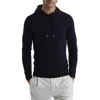 Reiss Navy Blue Interlock Jersey Drawstring Hoodie In Blue