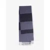 Reiss Mens Navy/ Indigo Melange York Stripe-pattern Wool And Cashmere-blend Scarf In Navy/ Indigo Melange