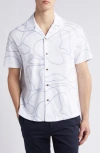 Reiss Menton Cotton Swirl Embroidered Regular Fit Button Down Camp Shirt In Airforce Blue