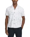 Reiss Menton Cotton Swirl Embroidered Regular Fit Button Down Camp Shirt In White