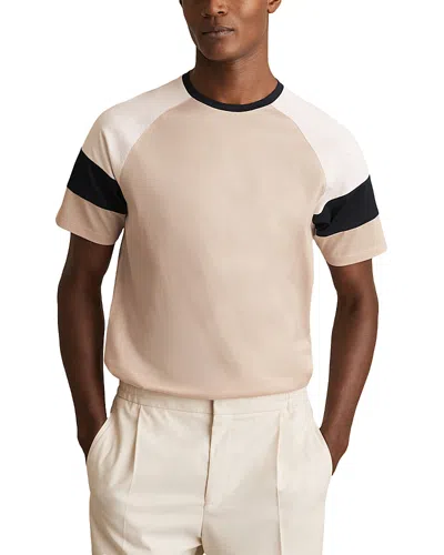 Reiss Mercerised Color Blocked Tee In Sand/navy