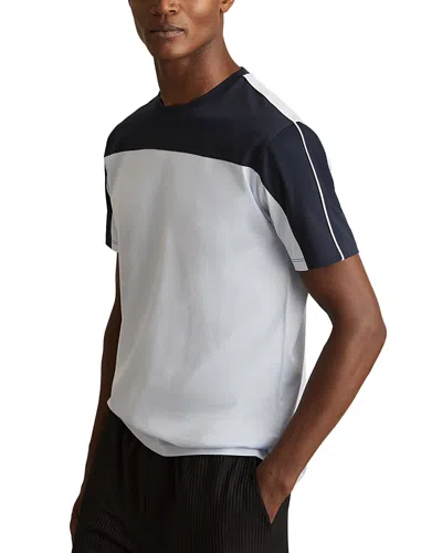 Reiss Mercerized Color Blocked Tee In Soft Blue/navy