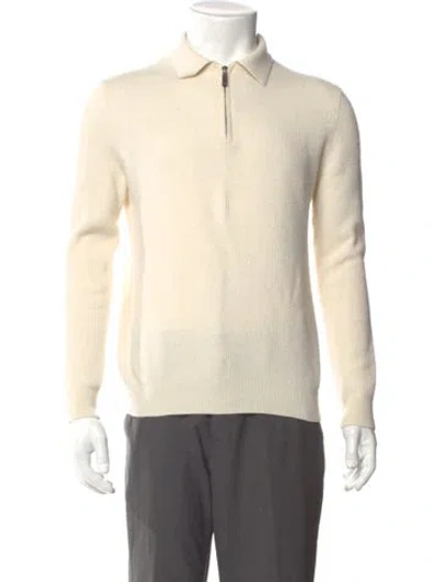 Pre-owned Reiss Merino Wool Collar Polo Sweater In Neutral
