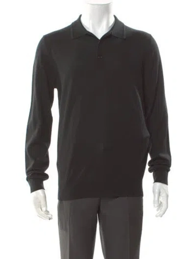 Pre-owned Reiss Merino Wool Crew Neck Polo Sweater In Gray