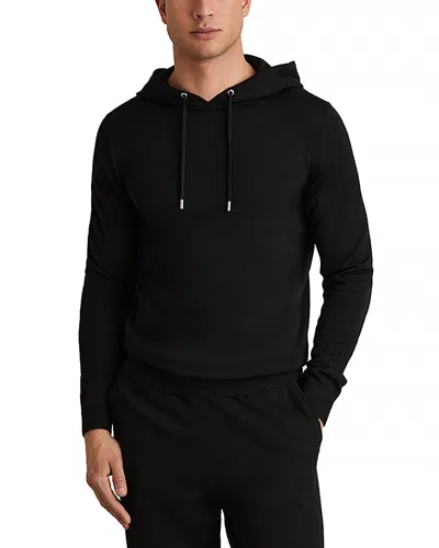 Reiss Merino Wool Hoodie In Black