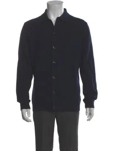 Pre-owned Reiss Merino Wool Mock Neck Cardigan W/ Tags In Gray