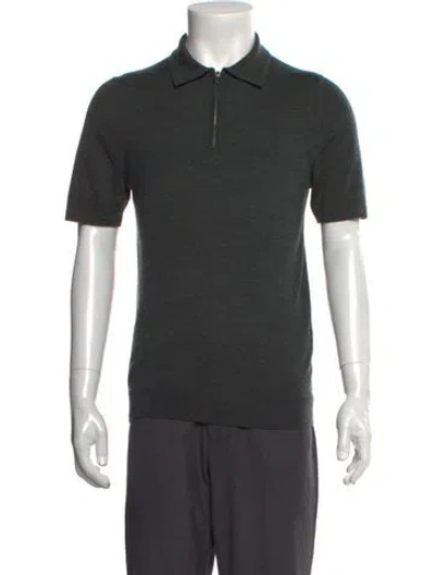 Pre-owned Reiss Merino Wool Mock Neck Polo Sweater In Gray