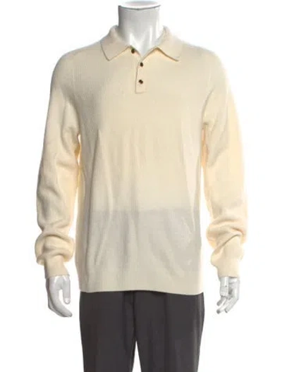 Pre-owned Reiss Merino Wool Mock Neck Polo Sweater W/ Tags In Neutral