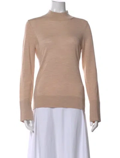 Pre-owned Reiss Merino Wool Mock Neck Sweater In Neutral