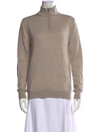 Pre-owned Reiss Merino Wool Mock Neck Sweater In Neutral