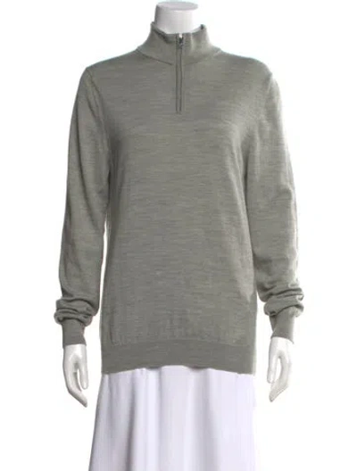 Pre-owned Reiss Merino Wool Mock Neck Top In Gray