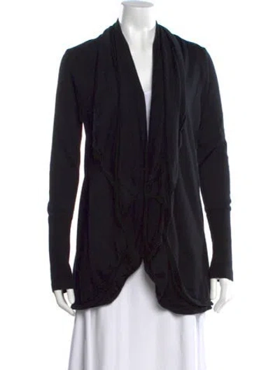 Pre-owned Reiss Merino Wool Open Front Sweater In Black