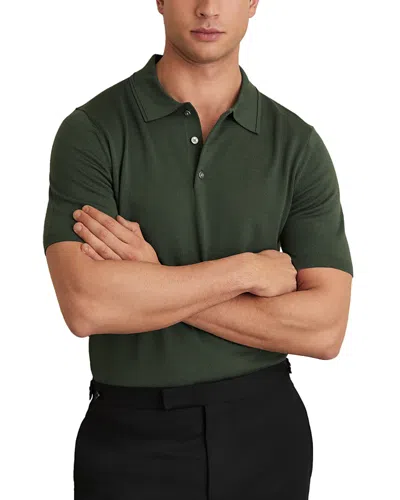Reiss Merino Wool Polo Shirt In Green