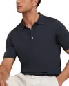 Reiss Midnight Navy Manor Merino Wool Short-sleeve Polo Shirt In Blue