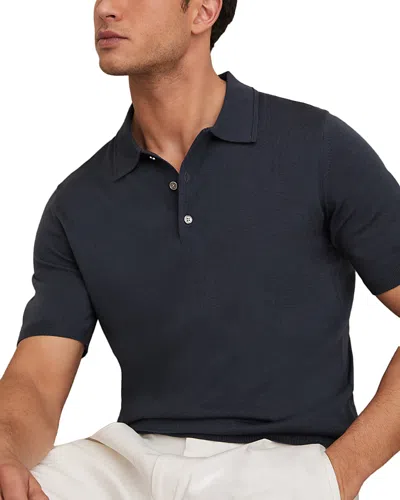 Reiss Merino Wool Polo Shirt In Blue