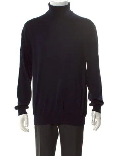 Pre-owned Reiss Merino Wool Turtleneck Pullover In Blue