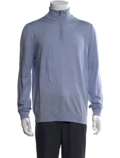 Pre-owned Reiss Merino Wool Turtleneck Pullover In Blue