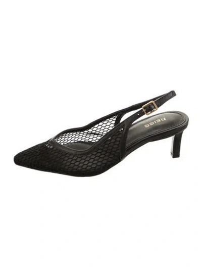 Pre-owned Reiss Mesh Slingback Pumps In Black