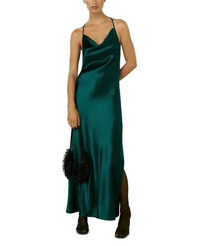 Reiss Metallic Cowl Slip Dress In Teal