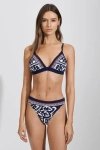 Reiss Navy/red Mia Printed Triangle Bikini Top In Navy/red