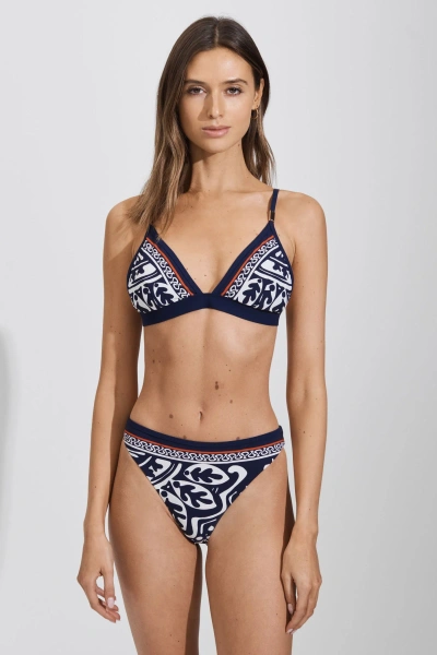 Reiss Mia - Navy/red Printed Triangle Bikini Top, Us 8