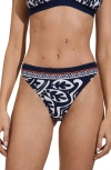 Reiss Navy/red Mia Printed Triangle Bikini Top In Navy/ Red