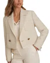 Reiss Womens Mia Double-breasted Cropped Stretch Cotton-blend Blazer White