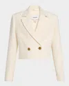 Reiss Womens Mia Double-breasted Cropped Stretch Cotton-blend Blazer White In Neutral
