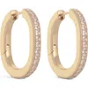 Reiss Mia Modern Cubic Zirconia Hoop Earrings In Gold Tone/clear Crystal
