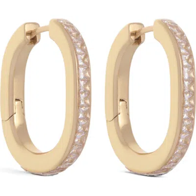 Reiss Mia Modern Cubic Zirconia Hoop Earrings In Gold Tone/clear Crystal