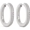 Reiss Mia Modern Cubic Zirconia Hoop Earrings In Silver Tone/clear Crystal